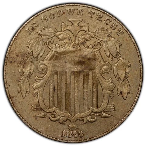 1873 DDO 5c ICG AU 58 DETAILS FS-103 ~ MAJOR SHIELD NICKEL DOUBLED DIE OBVERSE Cover