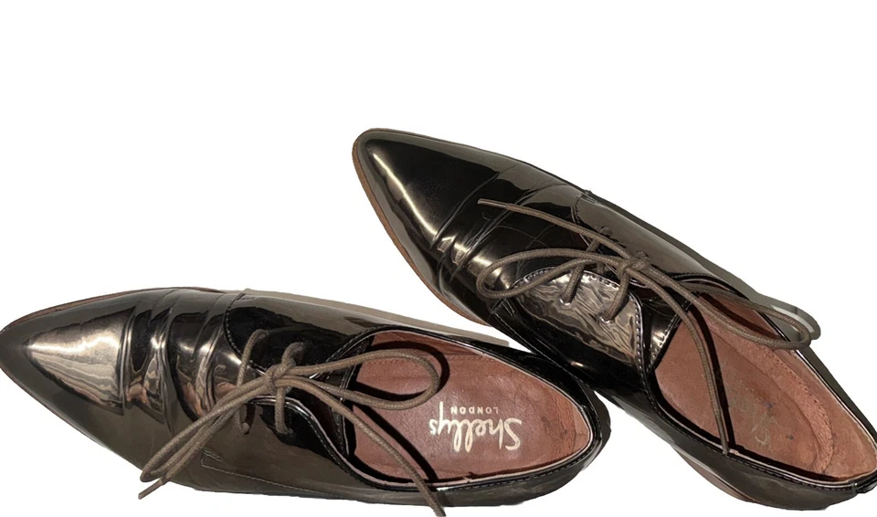 Shelly’s London Classic Leisure Patent Vegan Leather Lace Up Oxfords Size 40 EU - Image 1 of 4