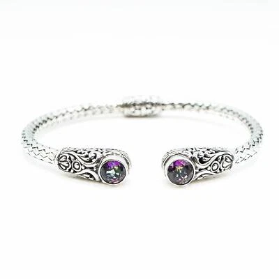 Bali Design 7-Inch Mystic Quartz Sterling Silver Cuff Bracelet - Image 1 of 4
