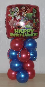 DISNEY - NUOVO - TOY STORY - BUZZ & WOODY - ESPOSITORE PALLONCINI IN LAMINA - CENTROTAVOLA - Foto 1 di 3