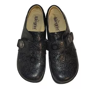 Zapatos zuecos ALEGRIA para mujer Alli All Jol-429 talla 7-7,5 38 EU bordados negros - Imagen 1 de 6
