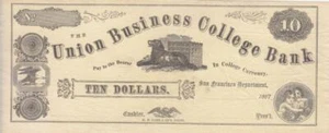 USA: 1867 Union Business College Bank, San Francisco, CA, $10.00, UNC (30475) - Picture 1 of 1
