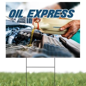 Oil Express | Sidewalk Yard Sign with Metal Stakes | 24"W x 18"H - Picture 1 of 4