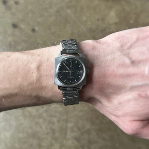 Vintage Elgin men's 997 / 17 Jewel Black Dial Silver Art Deco Watch - NEEDS WORK - Picture 1 of 11
