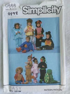 Simplicity 9898 Infant/Toddler Multiple Costume Patterns sizes 1/2 - 4   1990 - Image 1 of 2