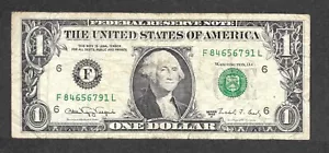 1988A $1 Web Note FRN, fr. 1917, F84656791L Run 14-FL Block 1-1 FINE - Picture 1 of 2