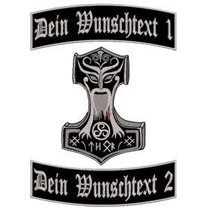 3-teiliger Backpatch Mjölnir mit Wunschtext personalisiert Thors Aufnäher Bogen - Bild 1 von 8