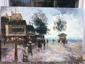 Dipinto Olio Paesaggio/Mare Museo Qualità Impressionismo-Allungato.Nuovo-24"X 36" - Foto 1 di 2