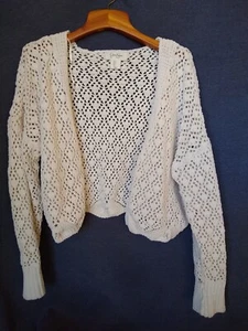 Jessica Simpson Ivory Cream Knit Cardigan Sweater Women’s Large Open Front - Picture 1 of 7
