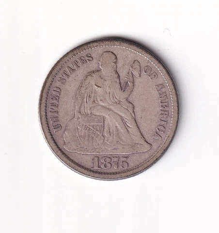 1875 S Liberty Seated Dime, Micro S below, scarce variety Cover
