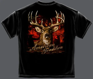 American Tradition Deer Hunter Gildan T-Shirt - PreShrunk Cotton - 6 Sizes - Picture 1 of 2