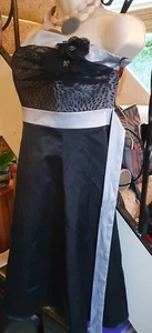 Red Herring Cocktail Prom Evening Short Satin Black Grey Dress size 10 - Picture 1 of 10