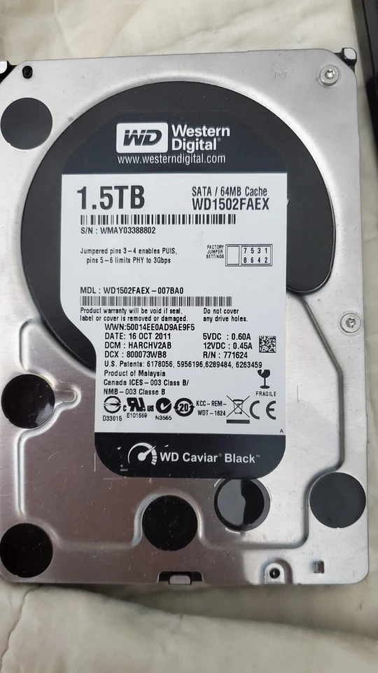 Western Digital WD1502FAEX WD1502FAEX-007BA0 Hard Drive 1.5TB 3.5" SATA - Image 1 of 1