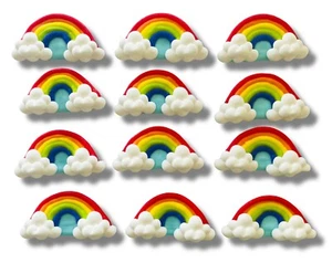 12 Rainbows Cupcake Toppers Decorations Cake Topper Edible Party Fondant Icing - Picture 1 of 1