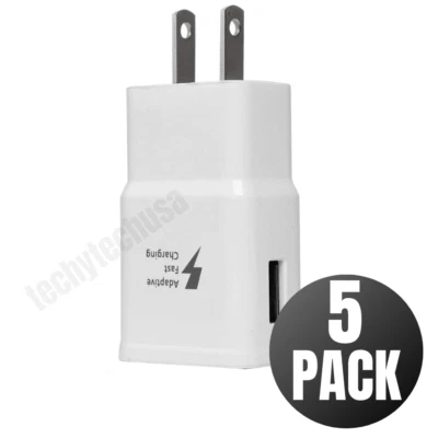Paquete de 5 adaptadores de cargador de pared USB de carga rápida adaptables para Samsung Galaxy S10 S9 Foto 1 de 4