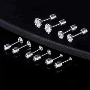 316L Gesundheitsstecker Ohrring 1 Paar Erstohrstecker Schraubverschluss 3-8 mm - Bild 1 von 5