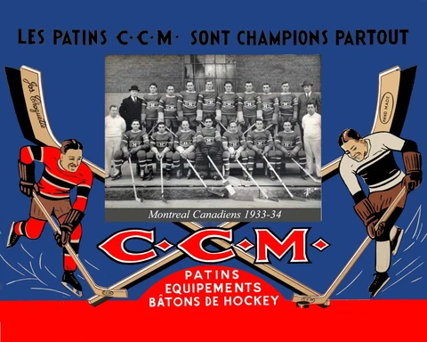 Montreal Canadiens 1933-34 CCM Skates Advertising Poster - 8x10 Color Photo Cover