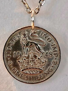 United Kingdom One Shilling Coin Necklace – British Sterling Pendant Custom Made - Picture 1 of 9