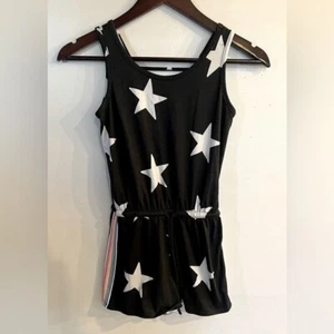 PIXIE LANE Girl's Black Star Print Sleeveless Romper Size 9/10 - Picture 1 of 4