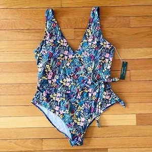 New Summersalt x Rifle Paper Green Floral Wrap One Piece Bathing Suit 16 NWT - Picture 1 of 7
