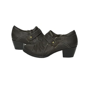Natural Soul Damen-Stiefeletten braun Kunstleder plissiert Absatz Reißverschluss Größe 6 M - Bild 1 von 11