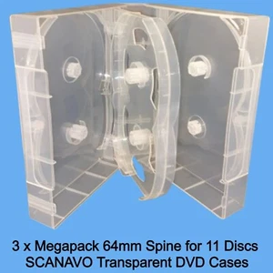 3 x 11 Way Clear Megapack DVD 64mm [11 Discs] New Empty Replacement SCANAVO Case - Picture 1 of 12
