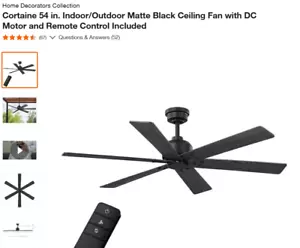 Home Decorators Collection Cortaine 54 Indoor/Outdoor Matte Black Ceiling Fan - Picture 1 of 1