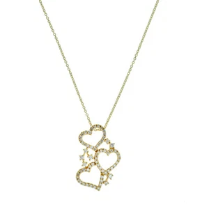 18 Karat Gelbgold Halskette mit 3 Herzen Diamanten 0,74 kt. - Bild 1 von 10