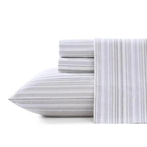 Tommy Bahama Sheet Set King 200-Thread Count Cotton Soft Striped Gray 4-Piece - Picture 1 of 3