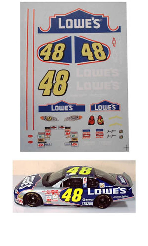  #48 Lowes 2003 1/64 比例贴花 AFX Tyco Lifelike Autoworld  — 第 1/1 张图片