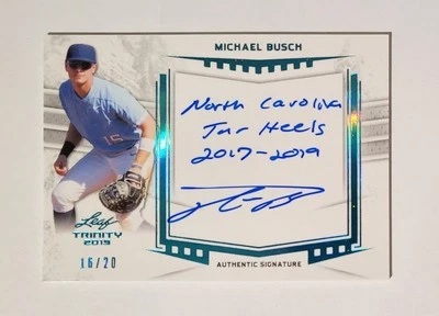 2019 Trinity Michael Busch "North Carolina Tarheels 2017-2019" AUTO RC 16/20 - Image 1 of 2
