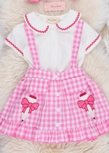 Pink Gingham Pencil Princess Skirtall Set - Picture 1 of 6