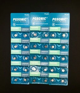 NEW 30 Pieces Button Cell Hearing Aid PGSONIC Alkaline Batteries LR626 AG4 1.5V - Picture 1 of 4