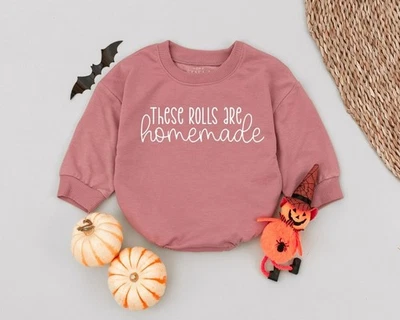 These Rolls Are Homemade Baby Romper,First Thanksgiving Baby Outfit,Newborn - Image 1 of 4