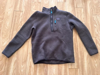 Patagonia Mens Retro Pile Fleece 1/4 Zip Pullover Sweater Jacket Grey Large Used - Image 1 of 4