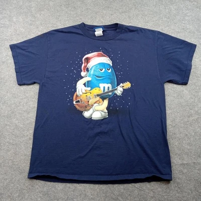 MMs Shirt Mens Large Navy Blue Character Santa Guitar Christmas Vintage Y2K 90s - Image 1 of 4