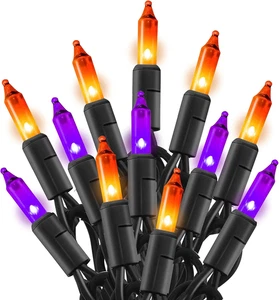 20ft 100 LED Purple Orange Halloween String Lights Waterproof Indoor Outdoor - Picture 1 of 11