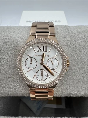 Michael Kors Mini Camille Women's Rose Gold Glitz Multifunction Watch MK6845 - Image 1 of 4