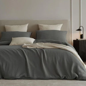 Muslin Duvet Cover Set 100% Cotton King Size,Double-Layer Linen Like Gauze Co... - Bild 1 von 8
