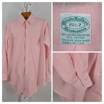 Camisa de Vestir Brooks Brothers Vintage Años 70 Rosa 15.5 32 EE. UU. Brooksweave Preppy Foto 1 de 4