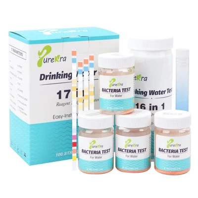 PUREKRA 17‑in‑1 Drinking Water Test Kit 100 Strips w Bacteria and Hardness