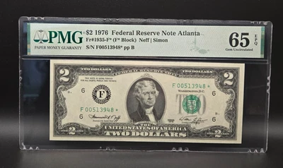 1976 $2 Two Dollar- FRN-Atlanta-⭐STAR note⭐-(F* Block) PMG 65 EPQ - Image 1 of 2