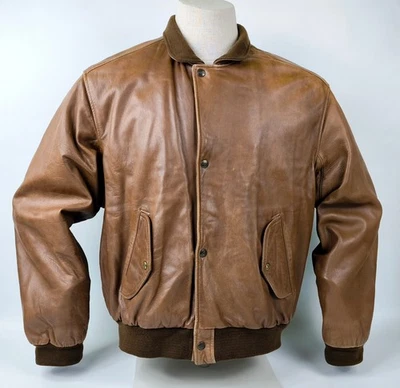 Chevignon Lederjacke Porte Avion braun Gr. L/XL vintage 80s / 90s Port - Bild 1 von 4