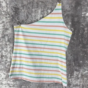 Torrid Plus Size 2X Striped One Shoulder Tank Top Colorful Sleeveless Pullover - Picture 1 of 6