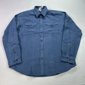NWOT J Peterman Shirt Mens Large Blue Flannel Chamois Button Up Minimalist - Picture 1 of 10