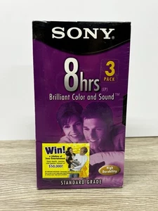 Sony VHS Blank 8 Hour HRS EP 3-Pack Video Tapes T-160VL/WA BRAND NEW SEALED - Picture 1 of 3