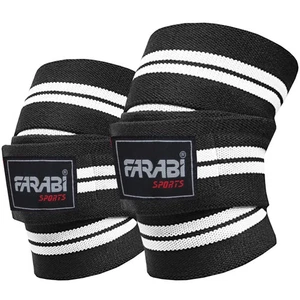 FARABI Knee Wraps Support Weight Lifting Bandage Straps Guard Powerlifting Pair - Picture 1 of 3