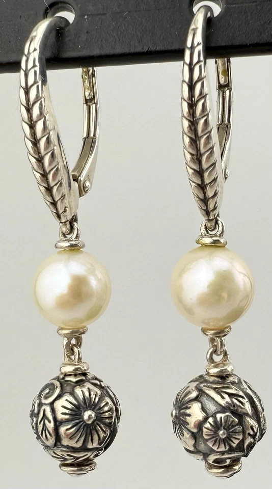 PENDIENTES JAI BY JOHN HARDY PLATA 925 PERLA FLORAL PALANCA COLGANTE K203C Foto 1 de 1