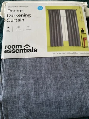 Room Essentials Room Darkening Single Navy Curtain Panel 42" x 84” - Image 1 of 4