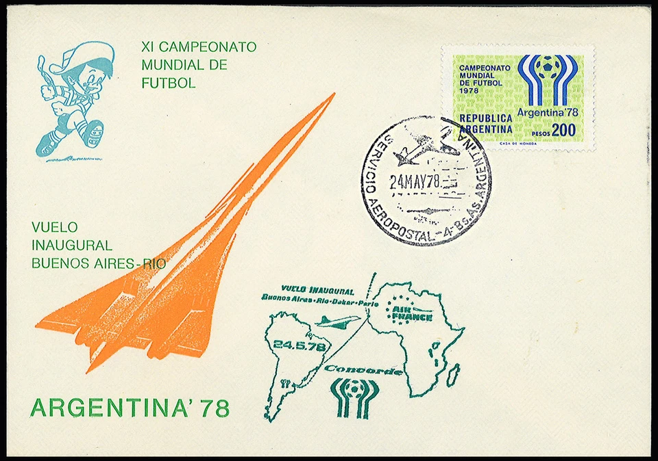 FIFA78-4 Vol retour CONCORDE AF Argentine-Brésil COUPE DU MONDE DE FOOTBALL 1978 - Photo 1/2